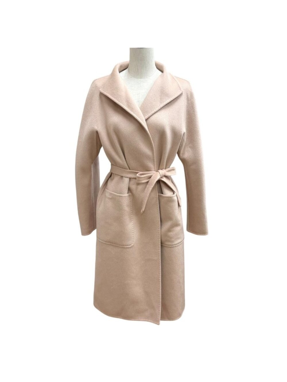 Max Mara 02 Lilia Cashmere with Belt Gown Coat Wrap Pink 36